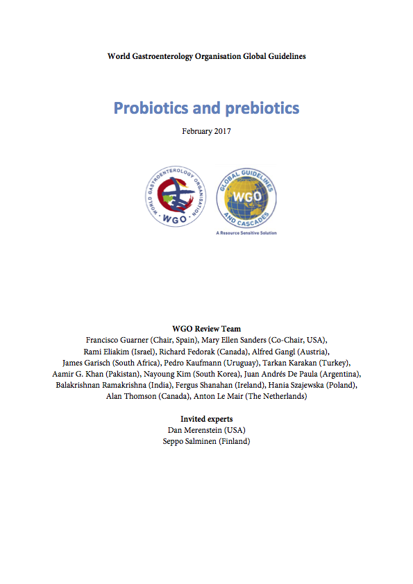 cover of wgo global guidelines probiotics and prebiotics